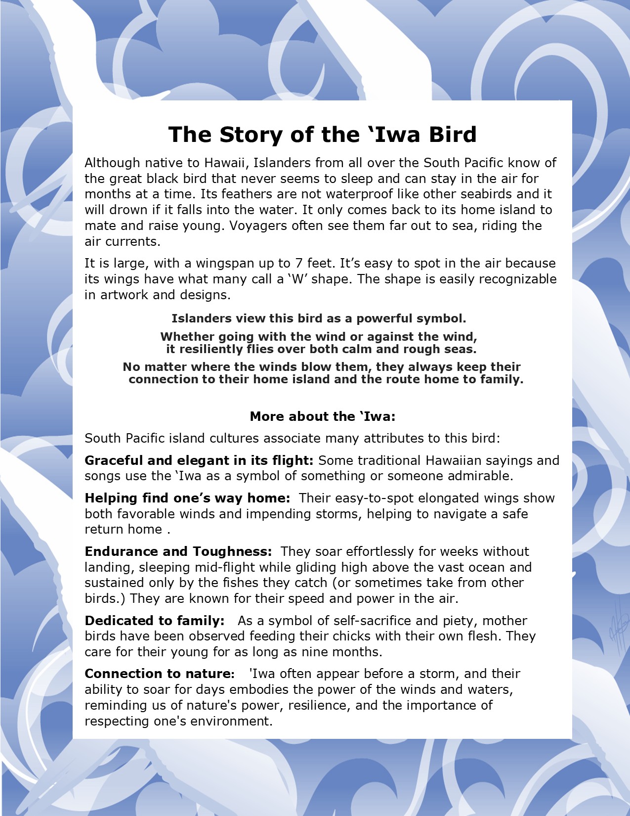 Story of the 'Iwa Bird